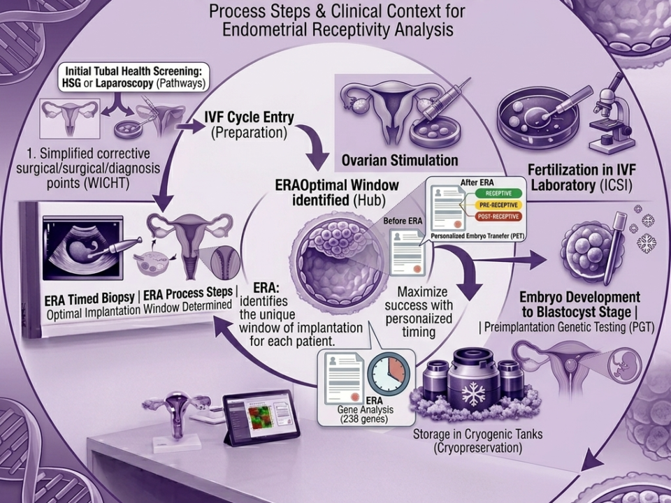 the Endometrial Receptivity Analysis process steps in IVF treatment