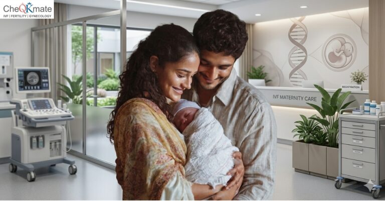 Visual representation showing egg retrieval, sperm selection, ICSI fertilisation, embryo development, and embryo transfer process.